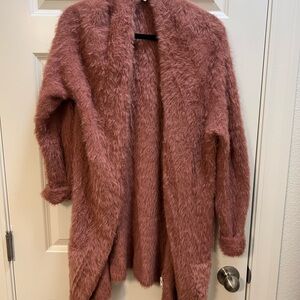 Cozy Pink Fuzzy Cardigan